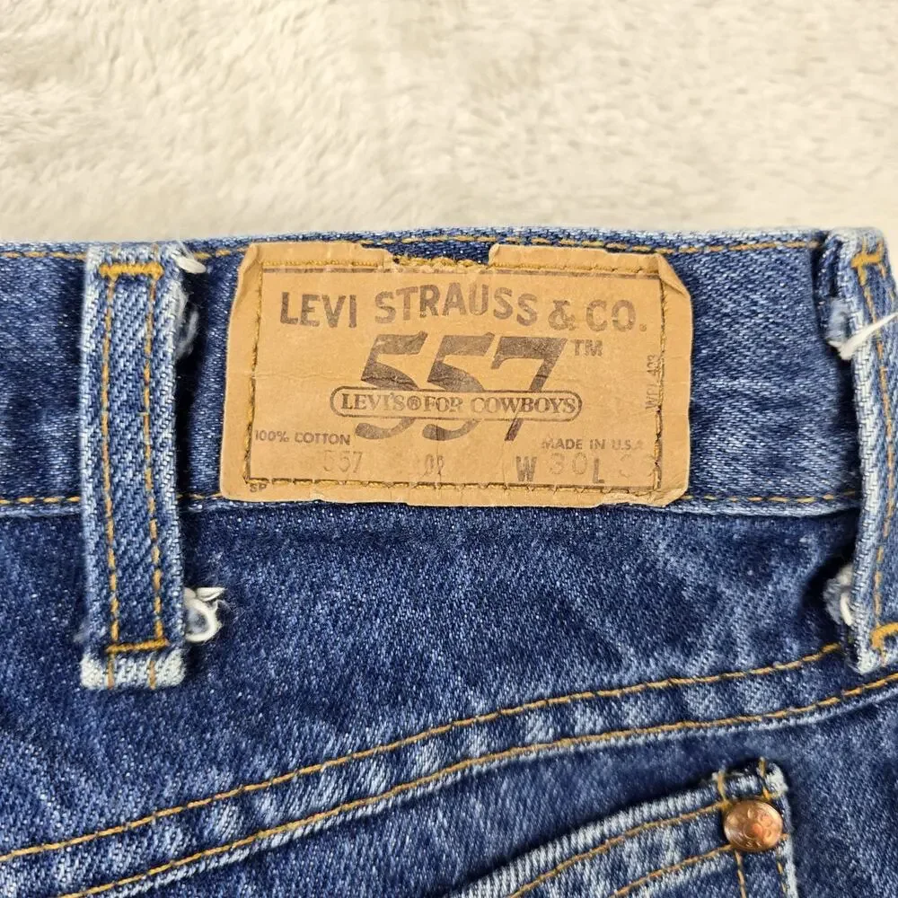 Vintage 80s Levis 557 Jeans Mens 30x36 (Fits 29x29) Blue Cowboy Western USA Made